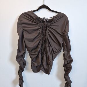Lioness Chocolate Ruched Long Sleeve Blouse
